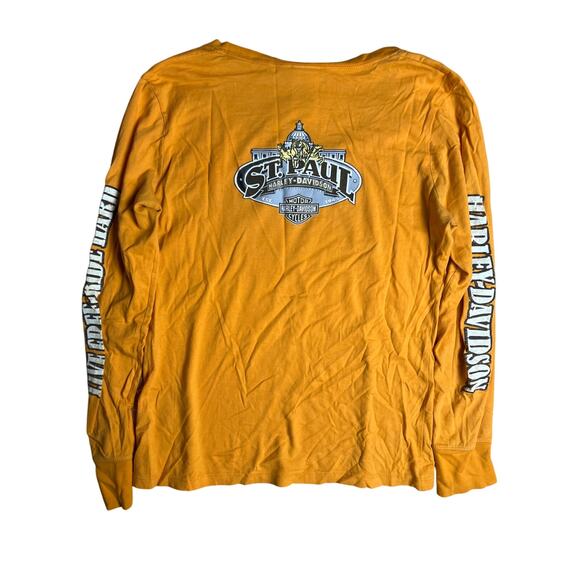 Harley Davidson Women T-Shirt Long Sleeve Yellow Moto Biker Scoop Neck Size M - Picture 4 of 7